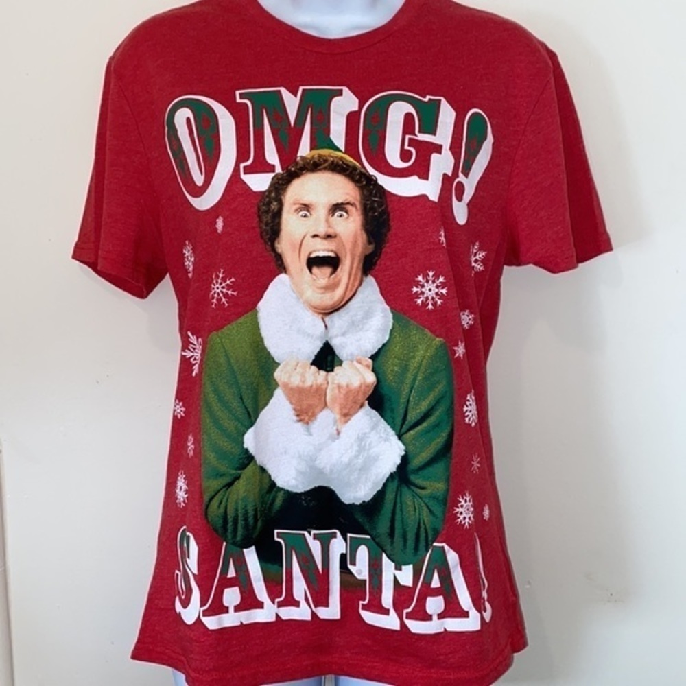 Women’s Elf “OMG! SANTA!” Festive Graphic Tee - Picture 5 of 8